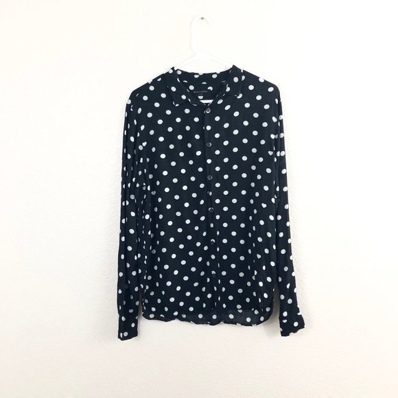 SOLD All Saints Rolla Polka Dot Button Down Shirt - Picture 2 of 5